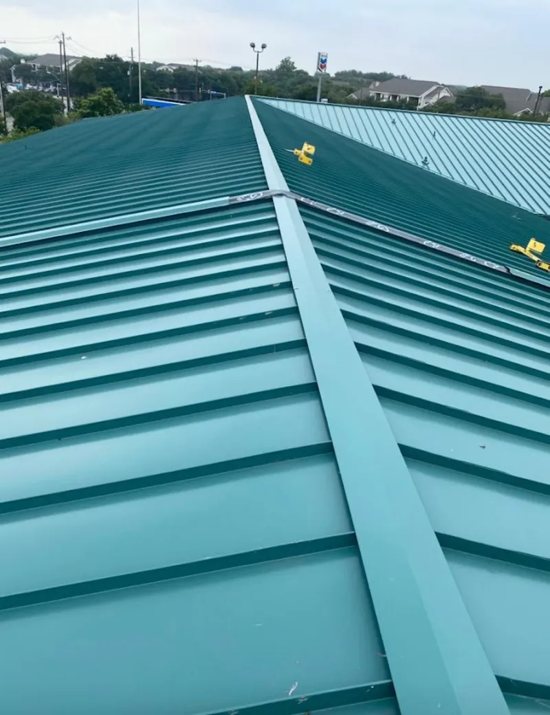 Green commercial metal roof ridge and valley for Metal Roof Repair in Chicago Ridge